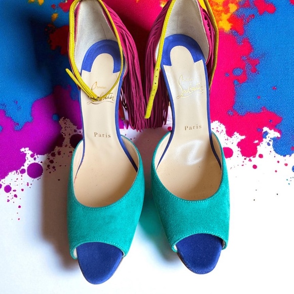 Multicolor Suede Heels - Picture 4 of 5